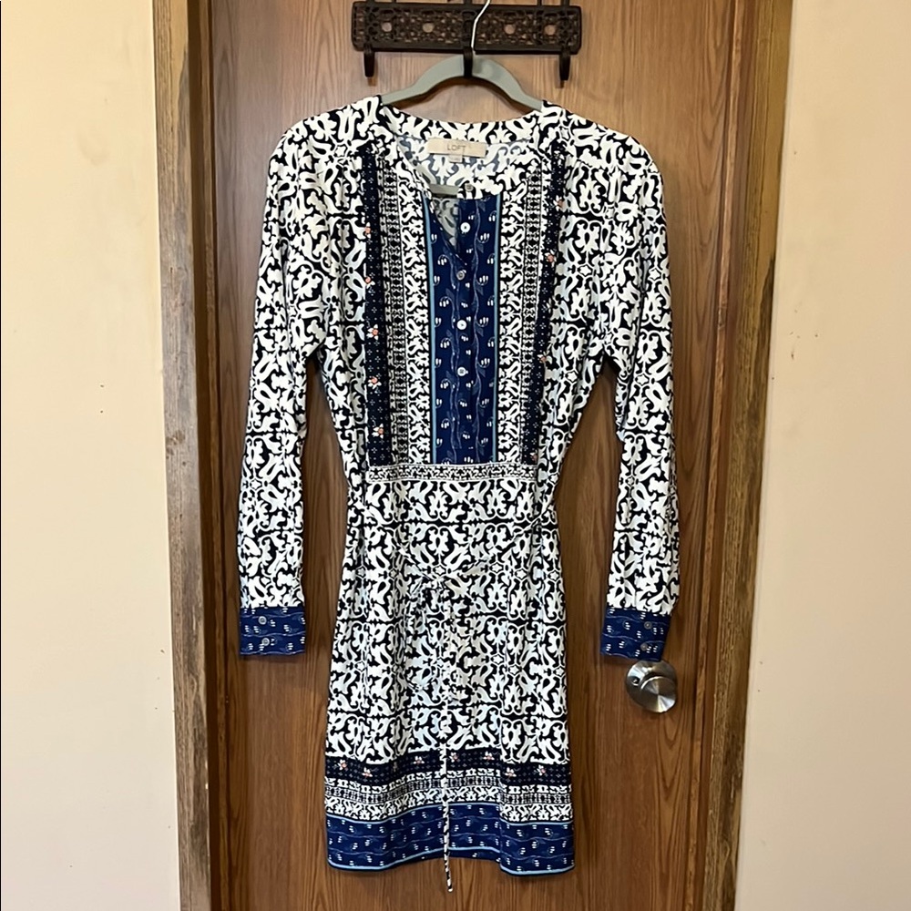 Blue and White Patterned Dress